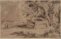 H 109
<br/>
Landschap met waterput
<br/>
<em>Guercino (1591-1666) - atelier van</em>